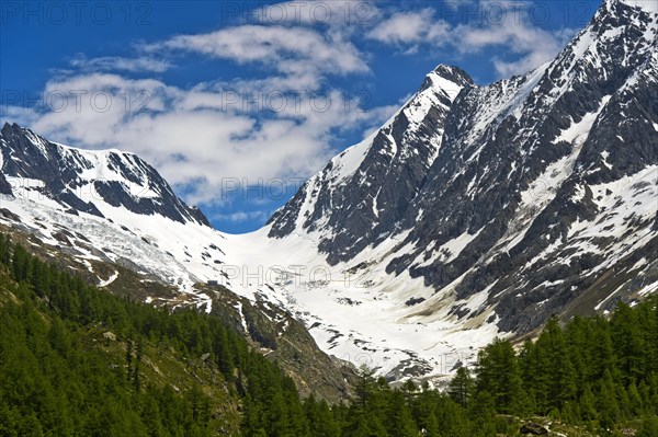 View to the Lotschenlucke mountain pass with Langgletscher glacier