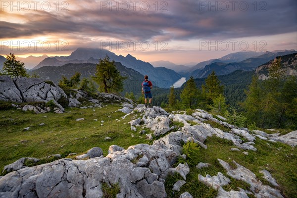 Hiker at the summit of Feldkogel
