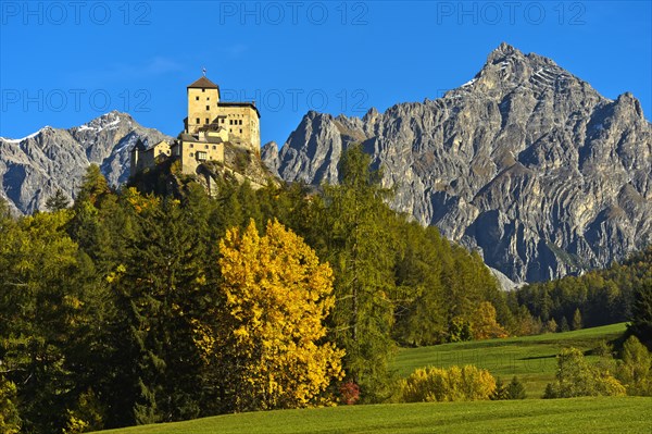 Autumn landscape with Tarasp Castle