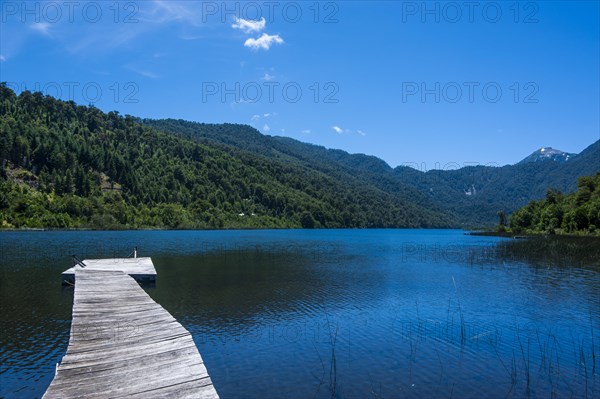 Wooden boat pier on Lago Tinquilco in the Huerquehue