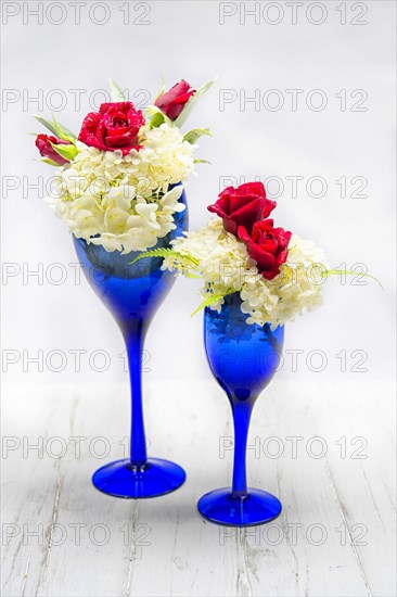 Flower arrangement in glasses