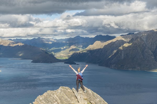 Female hiker on a rock