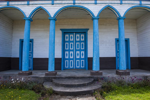 Blue painted entrance to the Unesco world heritage site