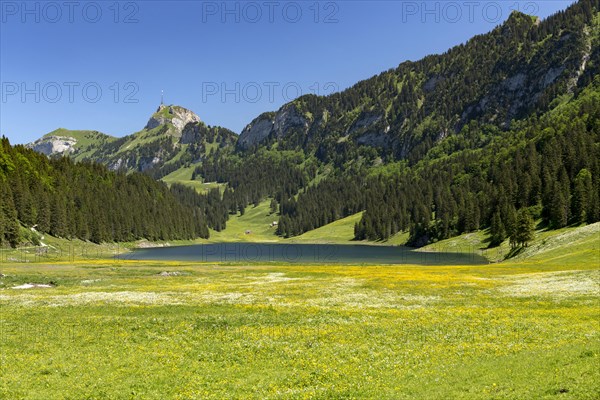 Lake Samtisersee with view of Hohe Kasten