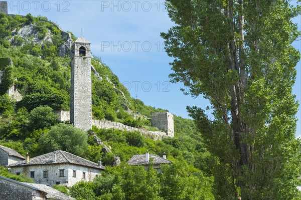 Sahat Kula clock tower in the medieval citadel of Pocitelj