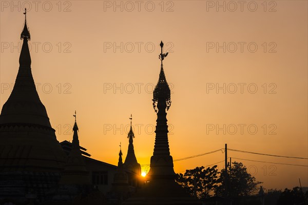 Backlit Pagodas at sunset