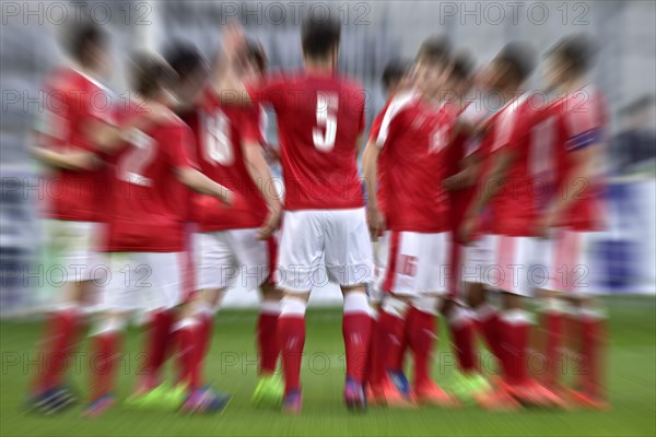 Football players in a group