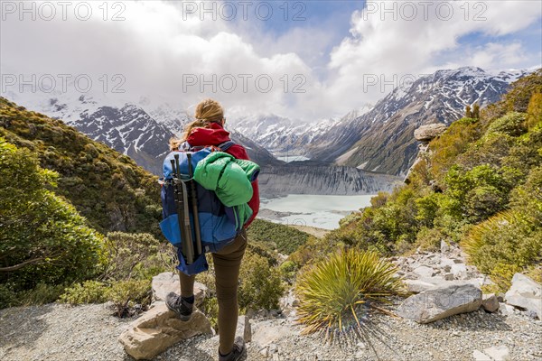 Hiker standing on rocks