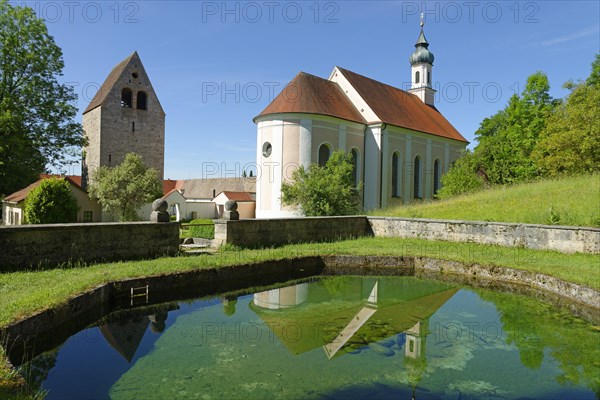 Former monastery Wessobrunn with parish church of St. John Baptist