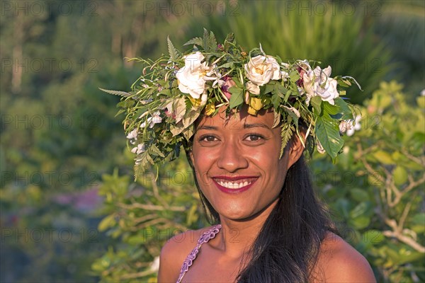 Young woman with flower wreath