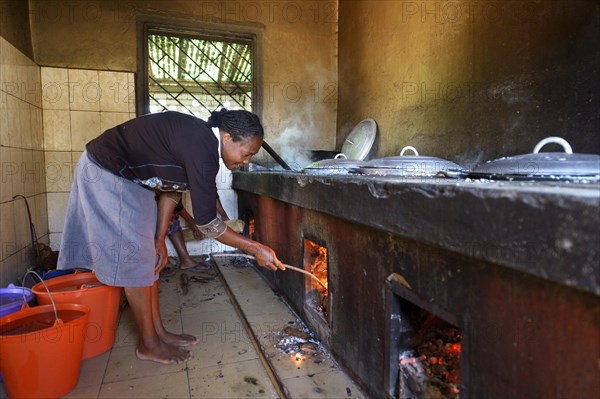 Woman in school kitchen