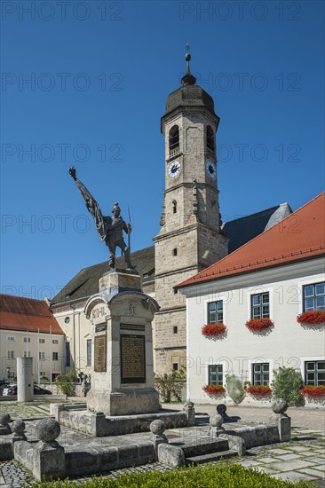 Abbey Church of Saint Peter and Paul with war memorial