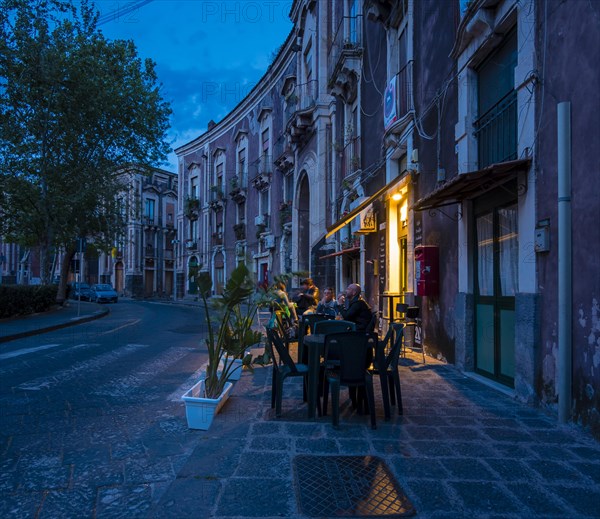 Patrons at a restaurant in the historic center