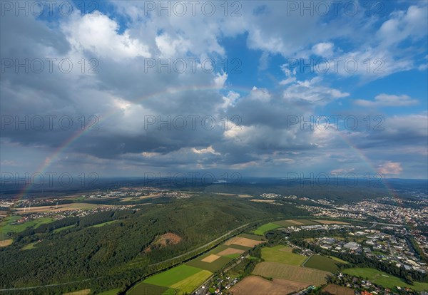 Cloud sky with rainbow over Neheim-Husten