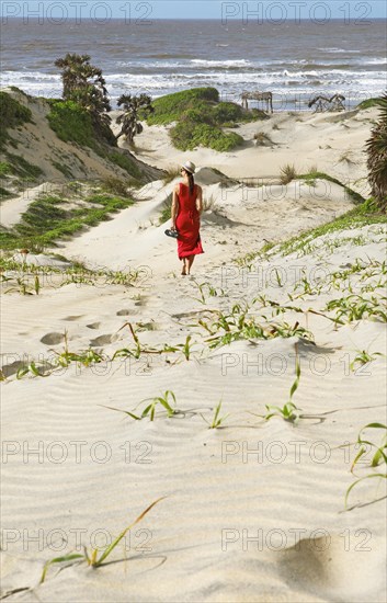 Woman in red dress