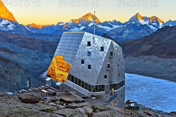 Dawn at the Monte Rosa Hut