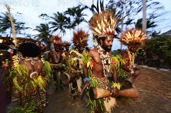 Tribe of the Korafe at cultural show in Tufi
