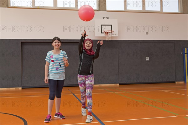 Students playing ball in the gym