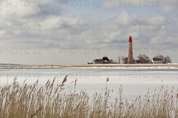 Lighthouse Flugge on frozen Baltic Sea