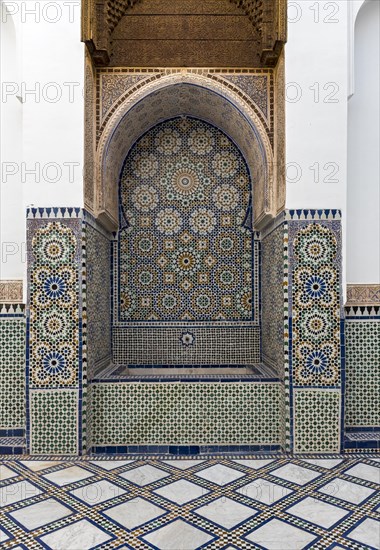 Tiled fountain at Dar Si Said Museum