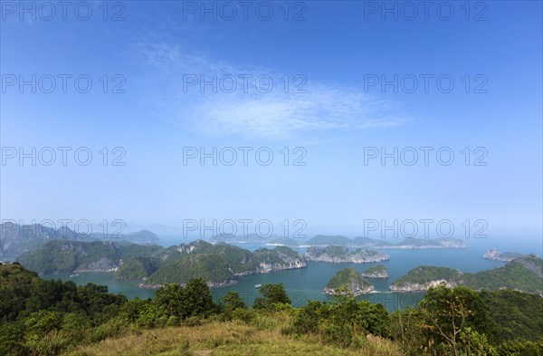 Limestone karst formations in Lan Ha Bay