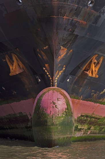 Bow of container ship