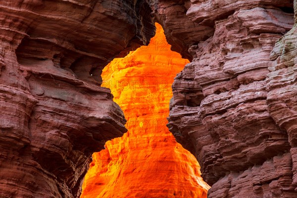 Altschlossfelsen glowing orange-red through the inciding sun