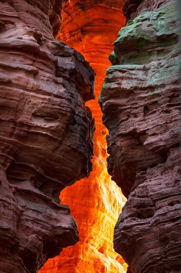 Altschlossfelsen glowing orange-red through the inciding sun