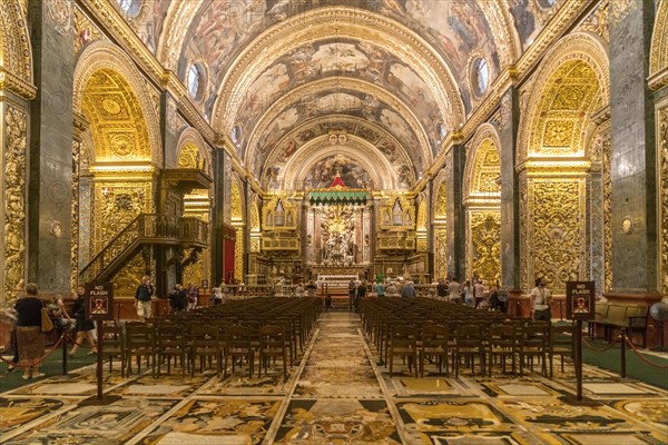 Magnificent interior of the Roman Catholic St. John's Co-Cathedral
