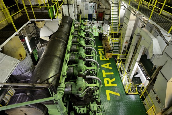 Engine room on a cargo ship