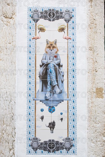 Tile image on a wall