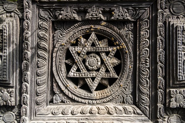 Artfully carved wooden detail