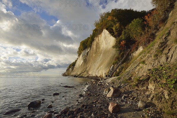 Clouds over sea on chalk cliffs