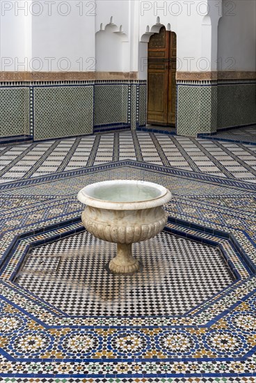 Tiled fountain at Dar Si Said Museum