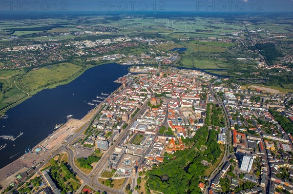 Overview of Rostock with river Unterwarnow