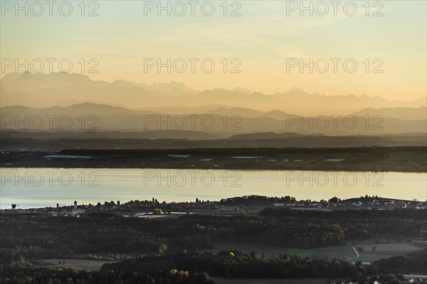 View from Gehrenberg to Lake Constance and Swiss Alps