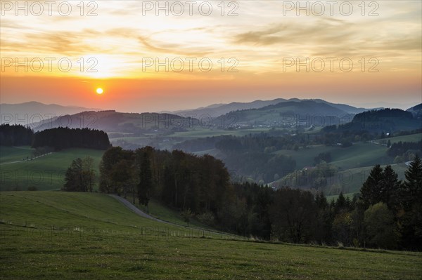 View of hilly landscape in autumn
