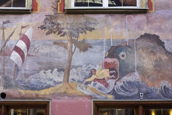 Fresco with the story of Jonah in the whale
