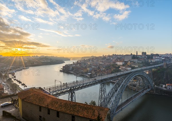 View over Porto with Ponte Dom Luis I Bridge across River Douro
