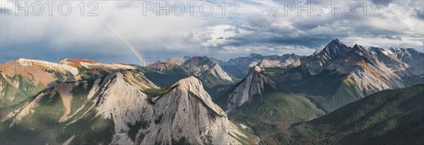 Rainbow view over mountain landscape