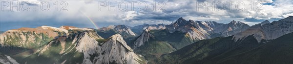 Rainbow view over mountain landscape