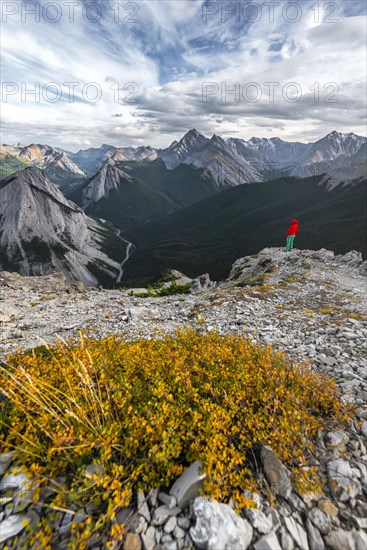 Female hiker on top of the Sulphur Skyline Trail
