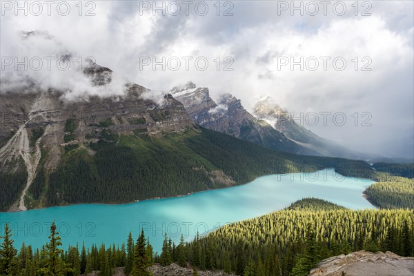 Clouds hanging in mountain peaks