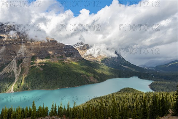 Clouds hanging in mountain peaks
