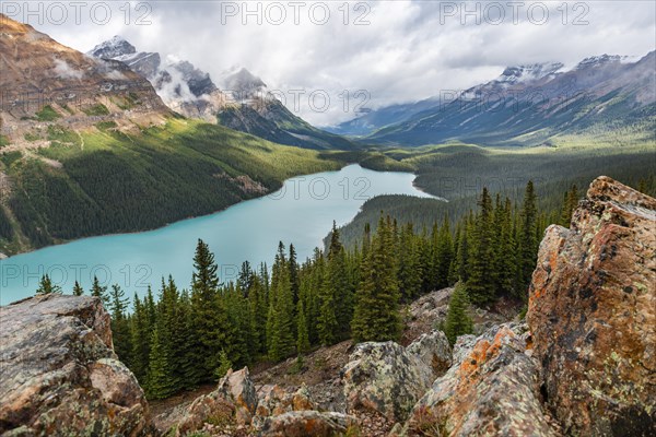 Clouds hanging in mountain peaks