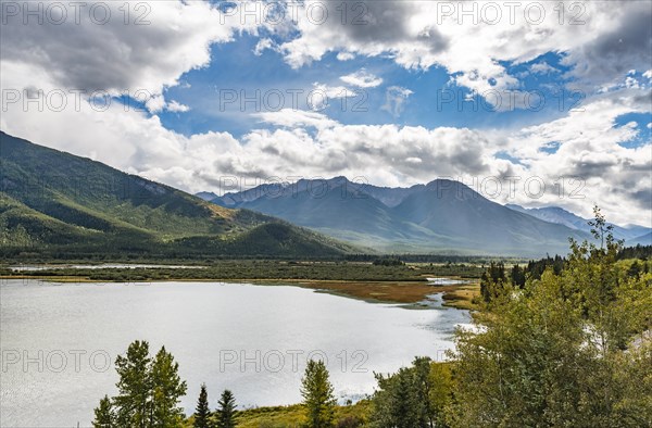Autumnal mountain landscape with a lake