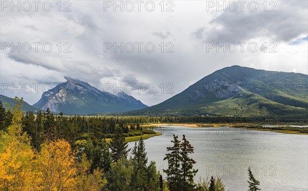 Autumnal mountain landscape with a lake