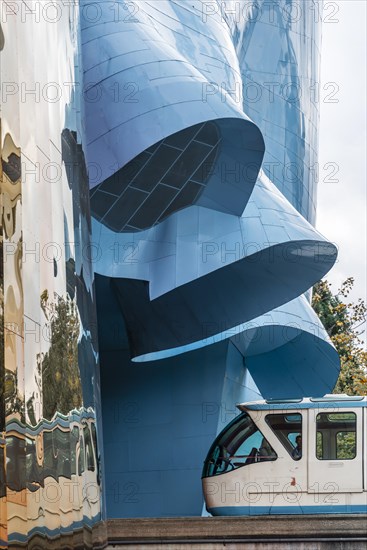 Monorail train runs through the Museum of Pop Culture