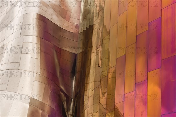 Colored reflective exterior facade of the Museum of Pop Culture