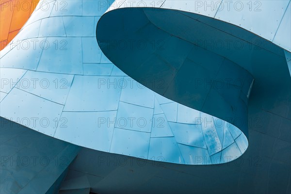 Curved colored facade of the Museum of Pop Culture